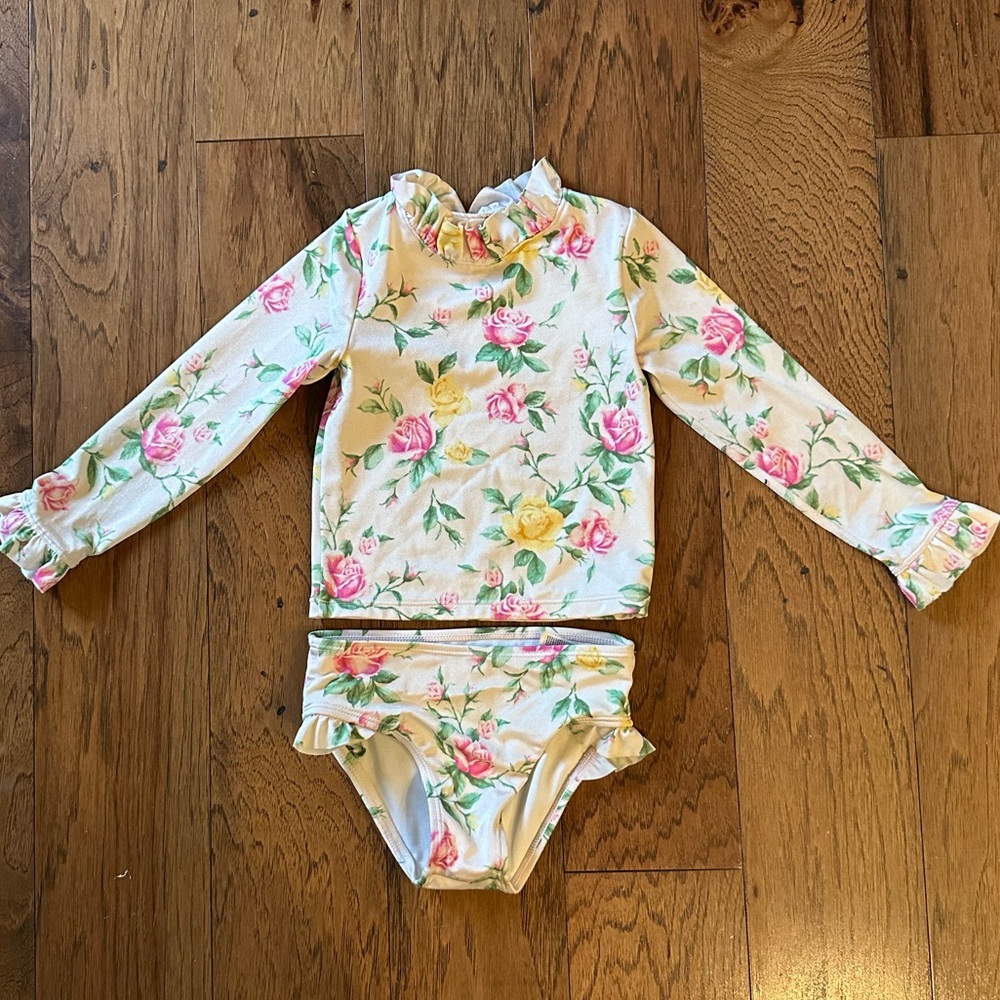 Janie and Jack Floral Rash Guard Swimsuit